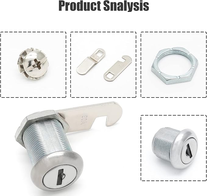 2 Pack 7/8" Cabinet Cam Lock Keyed Alike, Nickel RV Mailbox Lock | Zinc Alloy Nickel-Plated, Waterproof Cap, Includes Offset And Hook Cam, For Drawer Tool Box RV Door