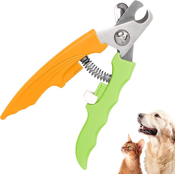 Yellow Green Dog Nail Clipper with Fish-Tail Ergonomic Handle Plier Style Dog Claw Clippers with Guard Heavy-Duty Dog Toenail Clippers Professional Pet Nail Trimmers for Large Dogs and Cats