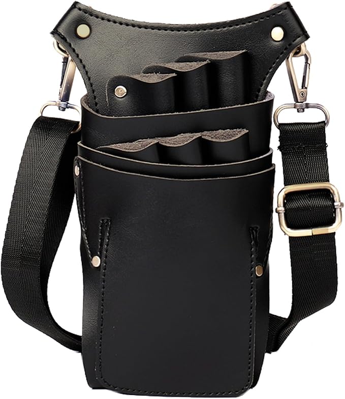 Scissor Pouch for Stylist Essentials Tools Bag, PU Leather Salon Hair Professional Scissors Holster for Hairdressers with Shoulder Belt