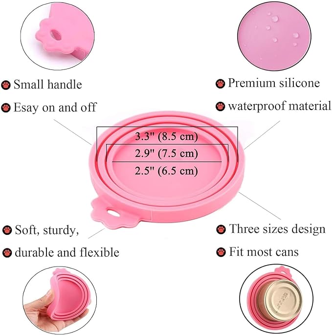 Food Can Lids, 4 Pcs Silicone Pet Food Can Covers for Dog & Cat Food, One Tin Cap Fit Most Standard Size Dog Cat Food Canned（Multicolor）…