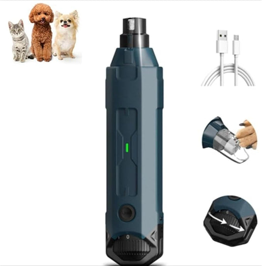 pawyzie Dog Nailgrinder Quiet with 3 Ports, 2 Speeds, Pet Nail Clipper Grinder for Large Medium Small Dogs, Puppies, Cats (Blue*1)