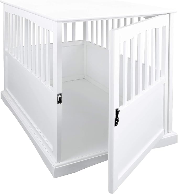 Casual Home Wooden Large Pet Crate, End Table, White 36.50" x 24.00" x 29.25"