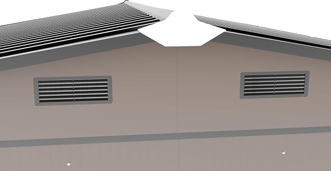 10x12FT Outdoor Metal Storage Shed, Two Daylight Windows, Brown | Ventilation Windows | Spacious Storage | Waterproof | Protective Film | for Patio, Lawn and Utility Equipment