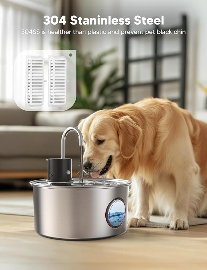 Cat Water Fountain Filters, Replacement Filters for 108oz/3.2L Cat Fountain,10 Packs Filters & 2 Sponges Set for Stainless Steel Pet Water Fountain