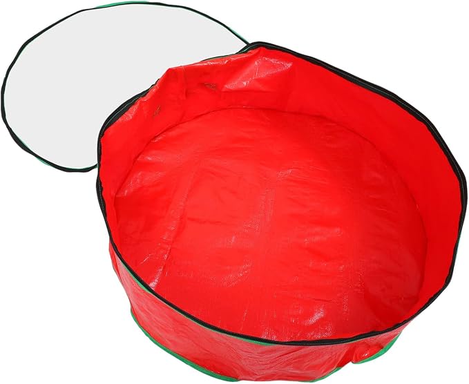 1pc Wreath Storage Bag with Clear Window Container for Holiday Wreaths Packing Holder for Christmas Decorations Easy to Carry