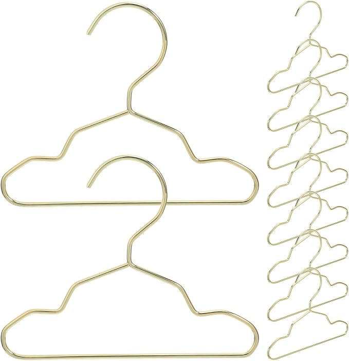 10PCS Metal Pet Clothes Hangers - Mini Grooved Hangers - Closet Organizer Rack for Small Dog Cat Apparel Outfits Drying Storage Nursery and Grooming Salon 15cm/5.9''
