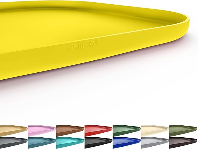 Smilool Silicone Pet Food Mat with Raised Edge for Food and Water Bowl, Dog Feeding Mats, Cat Food Trays for Floor Waterproof, Rubber Tray for Dogs and Cats, 24 x 16 x 0.8 Light Yellow