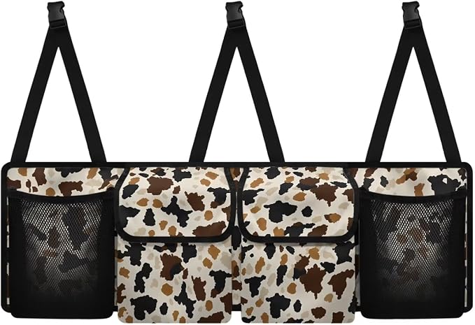 Cow Print Car Organizers Storage Bag - Dust-Proof Hanging Trunk Organizer, Back Seat Truck Sedan SUV Accessories
