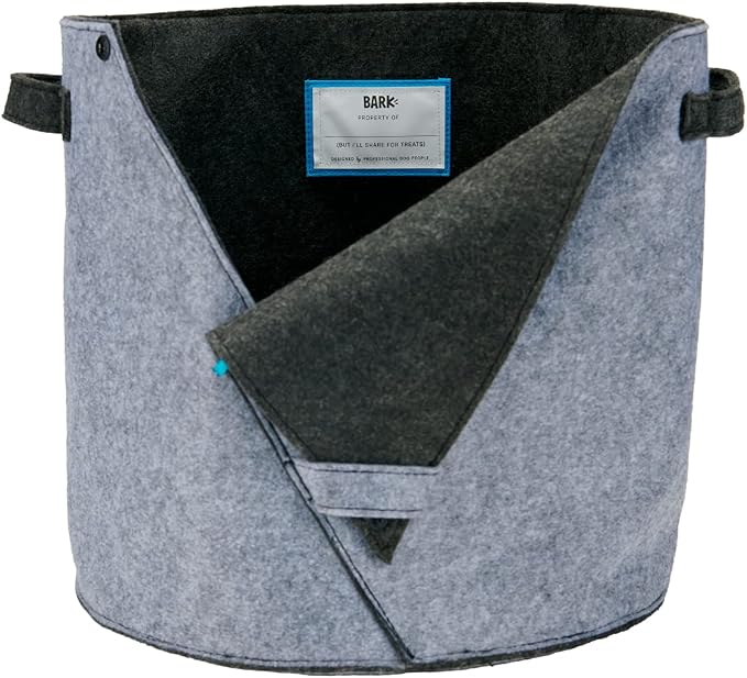 Barkbox – Felt Storage Bin for Dog Toys – Long Lasting Pet Supplies Container – Dog Home Decor Organizer for Tennis Balls, Squeaker Toys, Leashes, Collars and More – Standard Size 12” x 13” | Durable Felt Dog Toy Basket with Foldable Side - Pet Supplie...