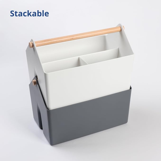 BLUE GINKGO Storage Basket, Medium 4.5L, Grey, Made in Korea | Portable. Divided Storage Bin. Everyday Organization.