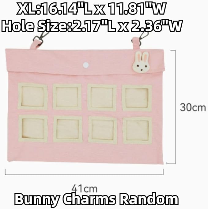 Rabbit Hay Feeder Bag with Cute Pendant, Storage Guinea Pig Feeder Rack Bag, Large Capacity Cotton Canvas Hanging Bag for Bunnies Chinchillas Guinea Pigs (Green,XL)