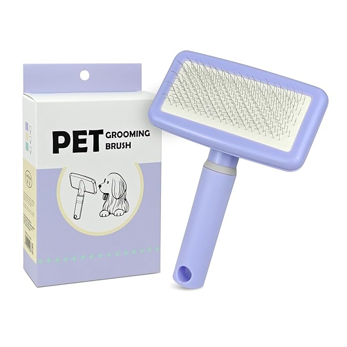 135° Angle Pet Slicker Brush, Ergonomic Handle, Gentle Deshedding & Detangling Brush for Dogs and Cats, Suitable for All Coat Types (Lilac purple)