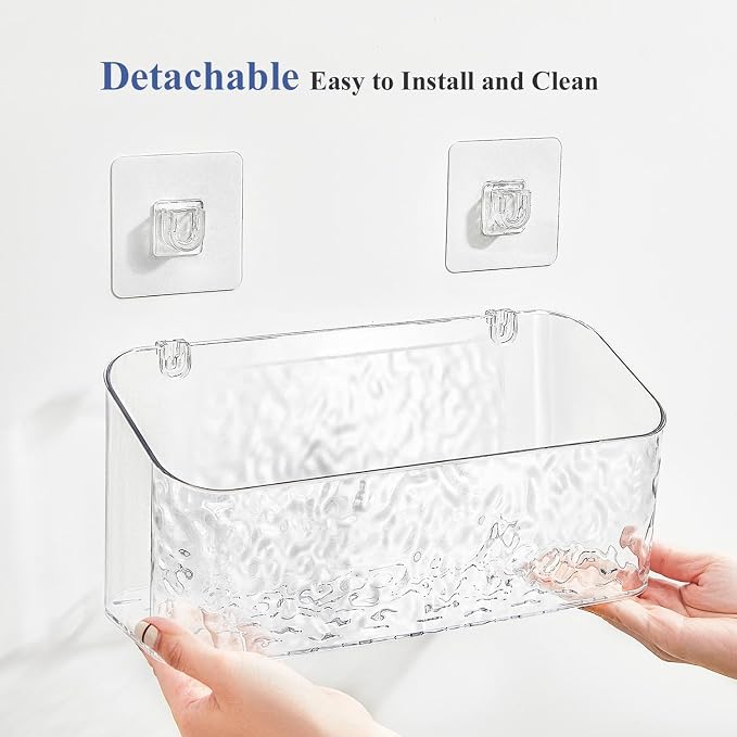 Bath Toy Storage 2 Packs, Large Bath Toy Holder - No Drill, Quick-Dry | BPA-Free Bathtub Toy Organizer, Wall-Mounted Adhesive Shower Caddy, Bathroom Toy Basket & Bin for Baby, Toddler, Kids, Wave