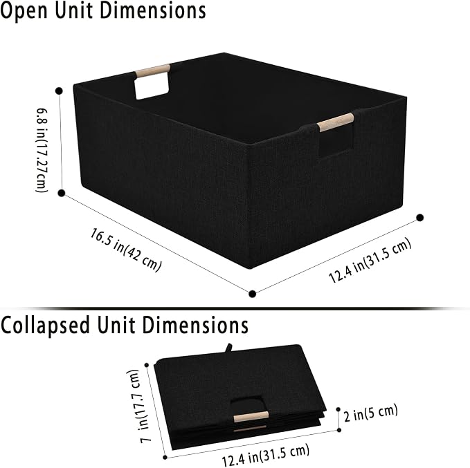 xianshengle Storage Bins & Fabric Storage Basket for Shelves - Decorative Baskets Storage Box Cubes Containers W/Handles for Closet Shelf Nursery Toy, Home, Office, Books,Bathroom (Black 2 Pack)
