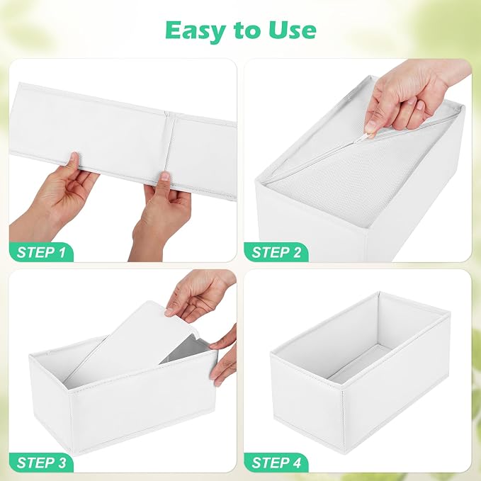 Drawer Clothing Organizer 16-Pack, White Underwear Dividers | Multiple sizes Fabric Folding Wardrobe Organizer,Storage Bins Store Baby Clothes, Bras, Underwear, Panties,Belts,Socks,Ties