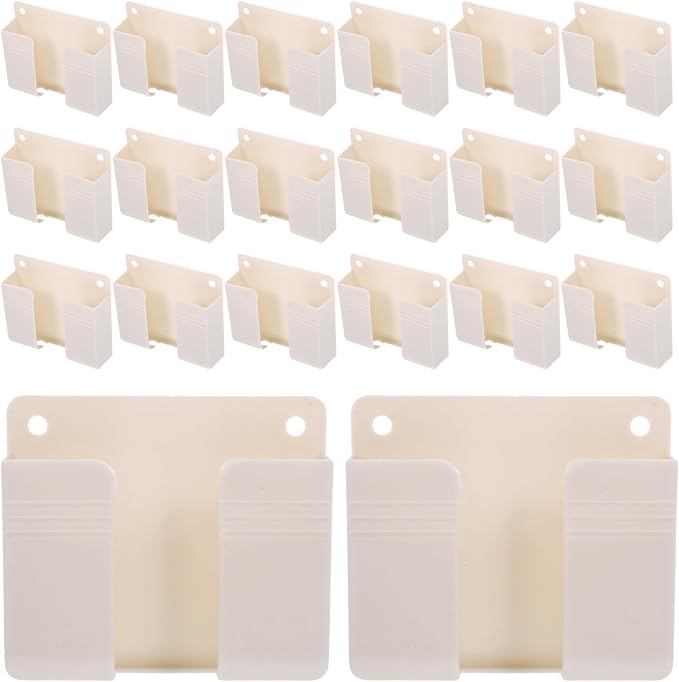 20pcs Wall Mounted Phone Holder with Charging Hole White Stand | Self Adhesive Installation, Bedside and Office Use, Space Saving Storage Shelf for Phone and Remote