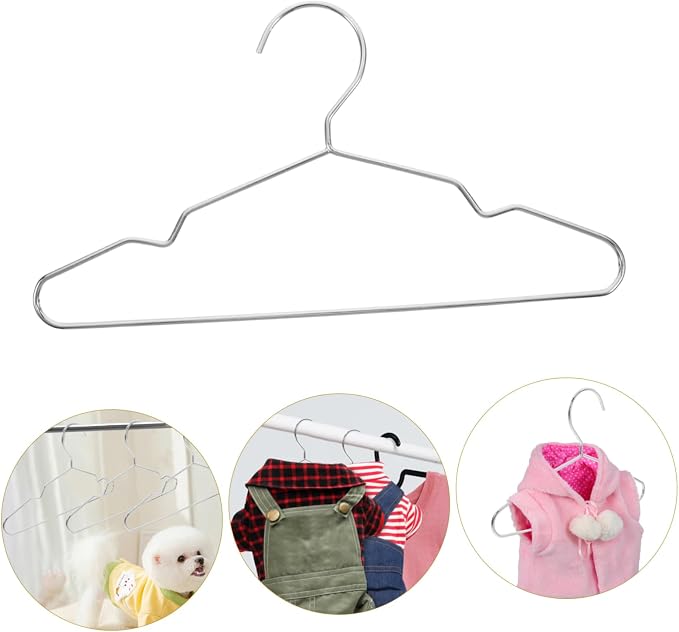 Unomor 10pcs Steel Pet Hangers for Cat Clothing Organizer for Dog Apparel Stylish Finish Space-Saving Design for Home and Pet Shops