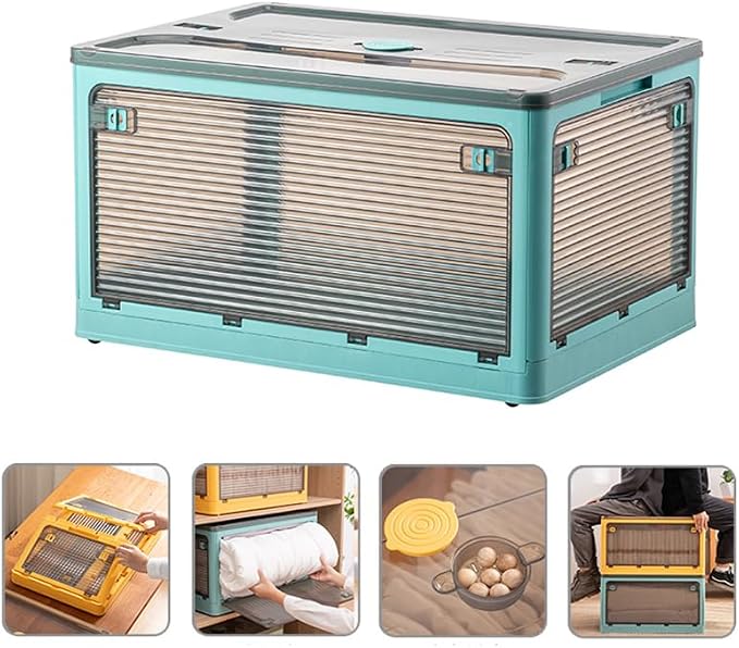 LiebeWH Durable Plastic Pets Storage Box Bin Clear Transparent 4 Ways Opening Pulle Design Box for The Home Room (Large 51.5x36x30)