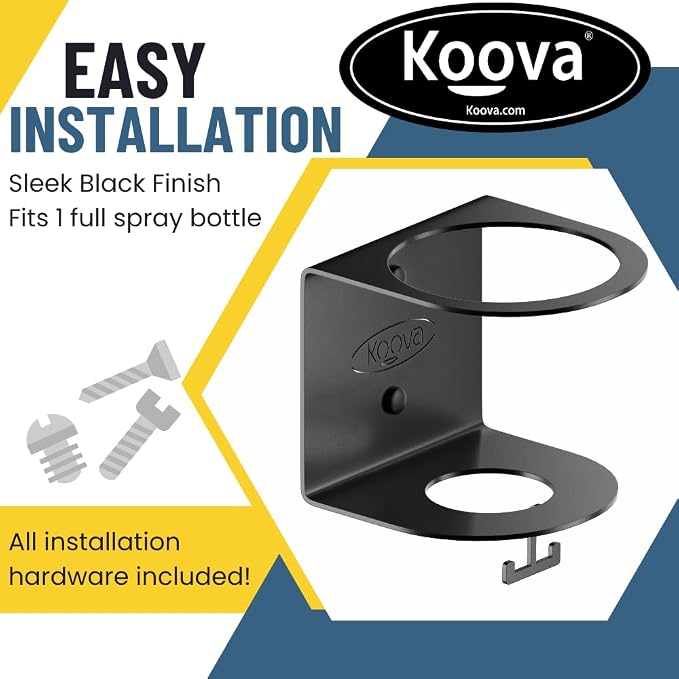 All-Purpose Spray Bottle Holder with Rag Hook | Wall Mount Organizer for Garage, Home & Shop | Heavy-Duty Powder Coated Steel | USA Made | Hardware Included