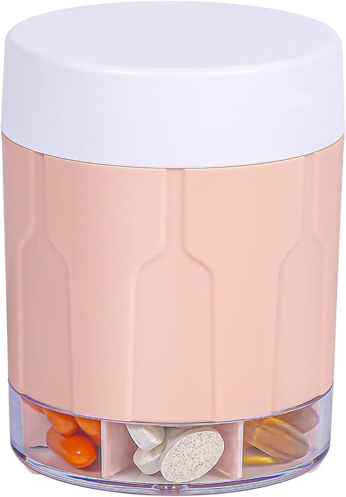 Weekly XXL Pill Organizer Bottle, Daily Pill Dispenser, Anti-Mix Design | 7 Day Portable Travel Pill Box, 21 Labels & Cleaning Brush, XXL Wide Mouth for Easy Access, Vitamin, Fish Oils, Supplement