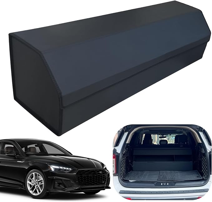 Car Trunk Organizer for For Audi S4 - Custom Fit,Easy Installation，Large Space Outdoor Trunk Organizer with Leather,Hook and Loop Fastener,4-Layer Cover,For Audi S4 2010-2016