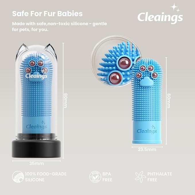 Dog Finger Toothbrush with Flavor Burst Beads, 360° Silicone Dog Toothbrush Kit for Dogs & Cats, Deep Teeth Cleaning, (36 Beads per Brush), No Pet Toothpaste Needed - 2 Pcs Mix Flavor