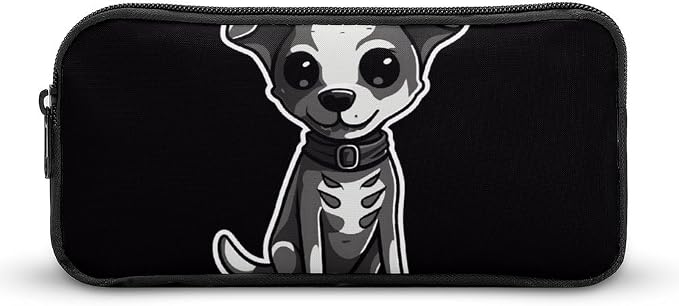 Pet Dog Stickers Large Capacity Pencil Case with Double Zipper - Aesthetic Stationery Pen Organizer Pouch, Portable Storage Bag for Office Supplies, Travel & Cosmetics