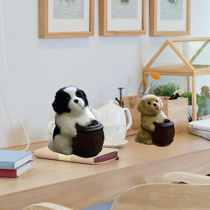 Surakey Creative Cute Pug Dog Pencil Holder - Pet Pen Cup Desk Organizer - Resin Puppy Figurine Decorations Dog Sculpture Organizer Decoration Gift for Kids Students Home Office, Style 3