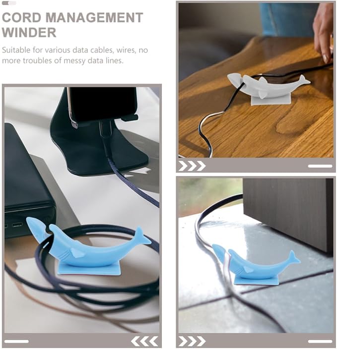 2pcs Blue Silicone Cord Management Winder with Self Adhesive Animal Shape Design Lightweight Cable Organizer for Appliances, for Home Wall Decoration