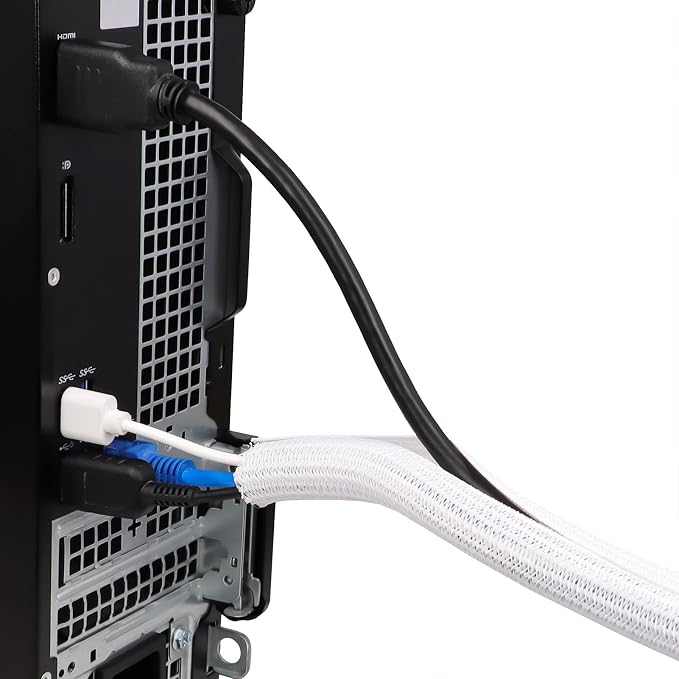 25ft PET Braided Cable Sleeve 1/3 inch(8mm) Wire Protector Cable wrap Wire Covers for Cords Cable Sleeves Cord Management Cable Management Sleeve(White)