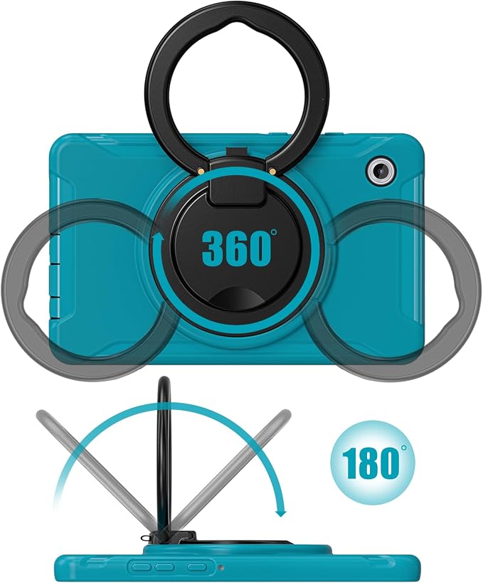 Heavy Duty Shockproof Case for Samsung Galaxy Tab A11 8.7 Inch 2025 (Model: SM-X133/X135/X135F) - with 360° Rotating Stand Handle, Built-in Screen Protector,Kid-Friendly Protective Cover (Blue)