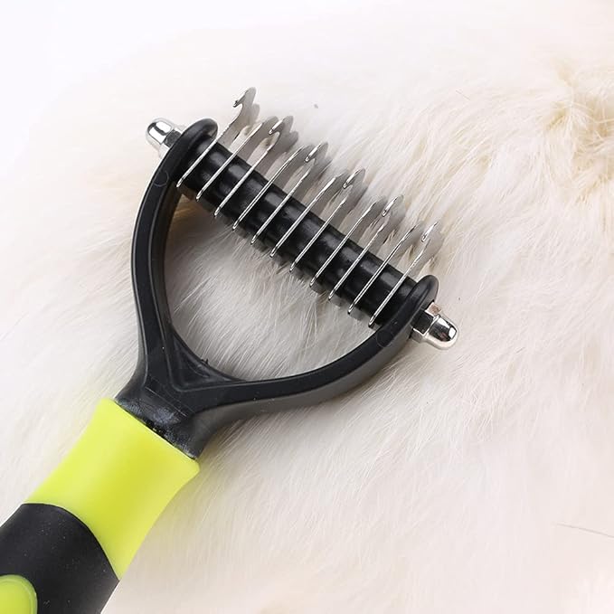Deshedding Dog Brush, Cat Brush Dog Brush for Shedding Dog Rake Double Sided Undercoat Rake Comb for Detangling, Deshedding Pet Grooming Brush for Small, Medium Dogs and Cats