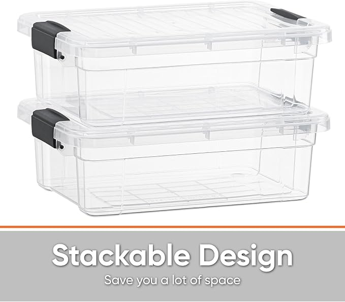 Superio 2.3 Quart Clear Plastic Storage Containers with Lids, Stackable Organizer Bins, BPA-Free Storage Boxes for Home, Office, Dorm & Classroom, 3 Pack