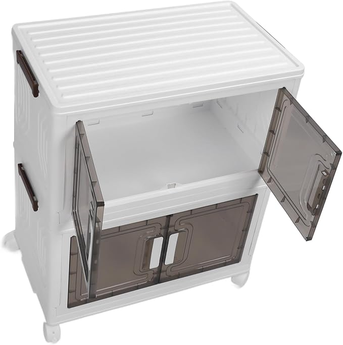 Brrnoo Stackable wheeled storage bin, 2-tier medium PP