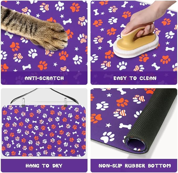 4th of July Dog Food Mats for Floors Waterproof, Cat Water Bowl Mats Pet Feeding Absorbent Placemats 16 * 24 inch
