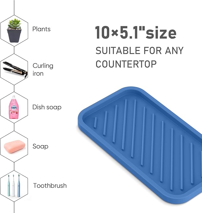Silicone Sponge Holder-Large Thick Durable 10" Sink Organizer Tray-Kitchen