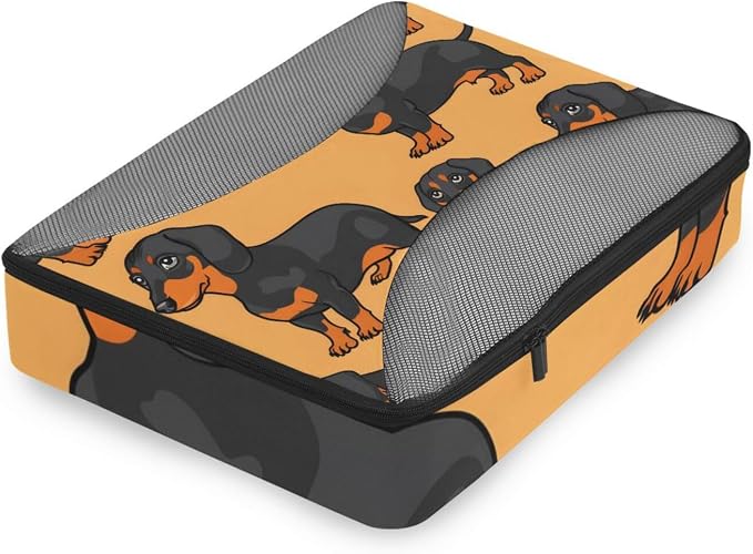 Packing Cubes for Travel 4 Set Dachshund Dog Pet Luggage Set Suitcase Organizer Bags Mesh Accessories Storage Pouch Toiletry Packing Cubes