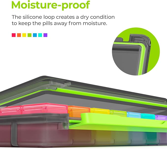 AUVON Large Moisture-Proof Weekly Pill Organizer 4 Times a Day, BPA-Free | 7 Day Pill Box Case with Portable Design for Travel, Removable Individual Containers Hold Vitamins, Supplements, Medications