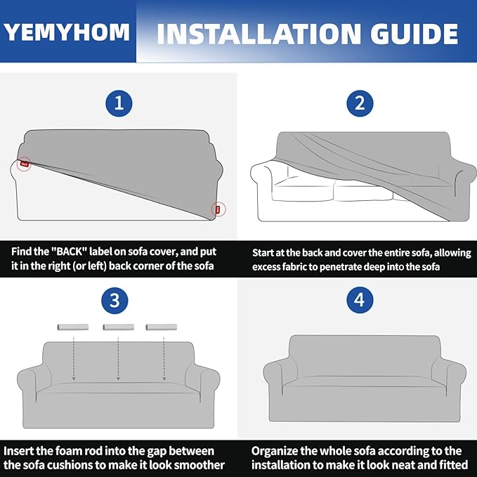 YEMYHOM Couch Cover Latest Jacquard Design High Stretch Sofa Covers for 2 Cushion Couch, Pet Dog Cat Proof Loveseat Slipcover Non Slip Elastic Furniture Protector (Medium, Begonia Leaf Light Grey)