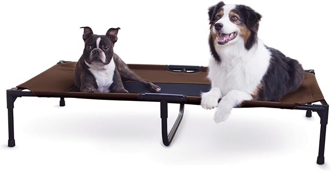 K&H Outdoor Elevated Dog Bed, Cooling Raised Dog Bed, Chocolate, XL 50x32in | Pet Cot for Large & Extra Large Pets, Breathable Mesh Center Hammock Design, Indoor/Outdoor Washable Cover, 50x32in