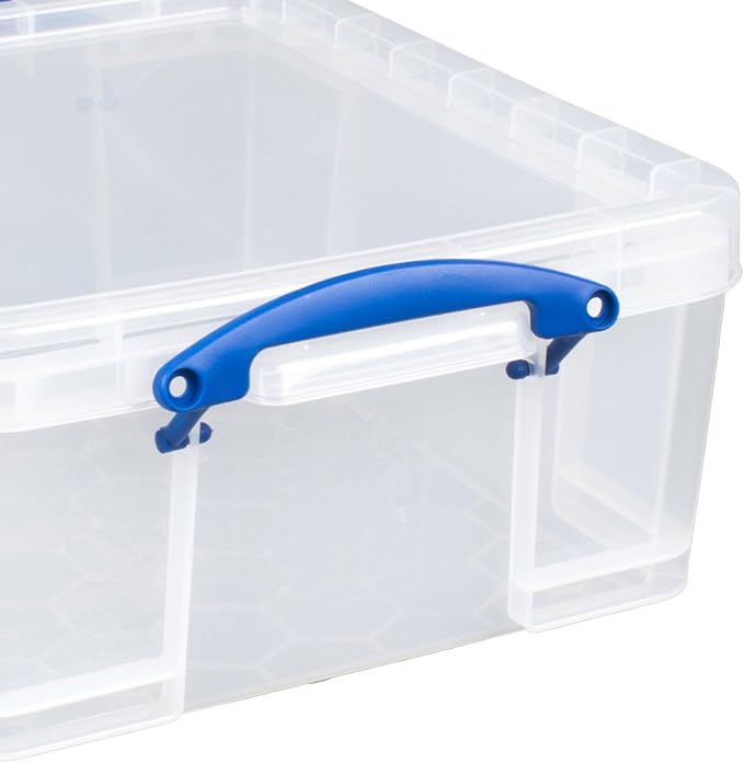 Really Useful Box 17L Plastic Storage Bins, 4 Pack | Containers with Snap Lids and Clip Lock, Clear