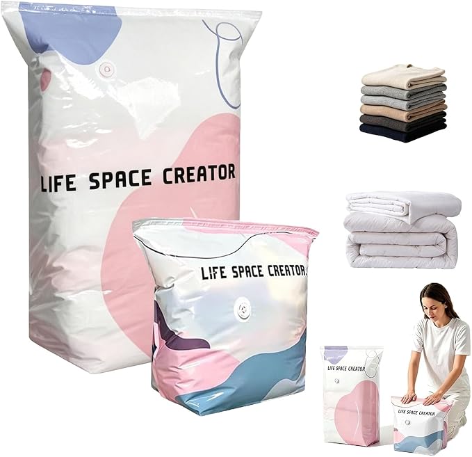 1 Set Cube Compression Space Saver Bags, No-Pump 3D Vacuum Storage Bags | Large Size Storage Solution, Protect Clothes from Moisture & Dust, Ideal for Bedding, Seasonal Gear & Travel