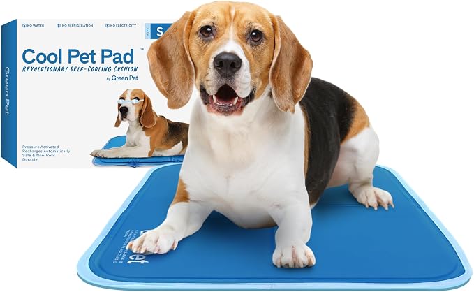 The Green Pet Shop Cool Pet Pad - Small, Blue - Self-Cooling, Pressure Activated Mat for Dogs & Cats from 9-20 lbs - Non-Toxic Gel, No Water Needed