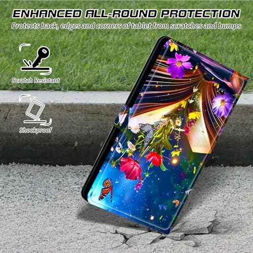 Universal Tablet Case for T-Mobile Revvl Tab 2 10.1" 2025/Revvl Tab 5G 10.36" 2023, 360 Degree Rotating Kickstand Protective Stand PU Leather Shell Cover for 9"-10.5", Book Flower