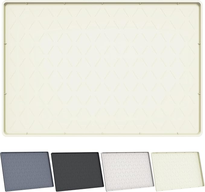 Extra Thick Under Sink Mat Waterproof with Raised Edge 31" x 22" | Silicone Multipurpose Mat for Kitchen, Bathroom, Pet Feeding, Shelf Protection & Organization, Boot & Plant Tray