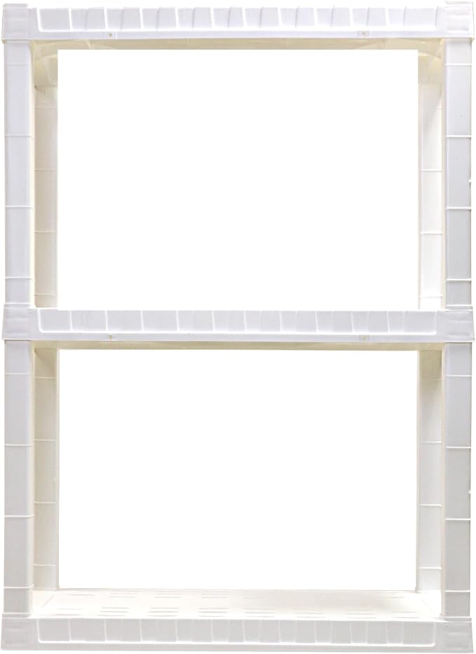 Oskar Heavy Duty Plastic Storage Shelves- for Garage, Kitchen, Bathroom Basement Kids Room, Stackable 3-Tier White, Organizer Rack for Books Shoes, Toys, Pantry, Cleaning and Closet Organization