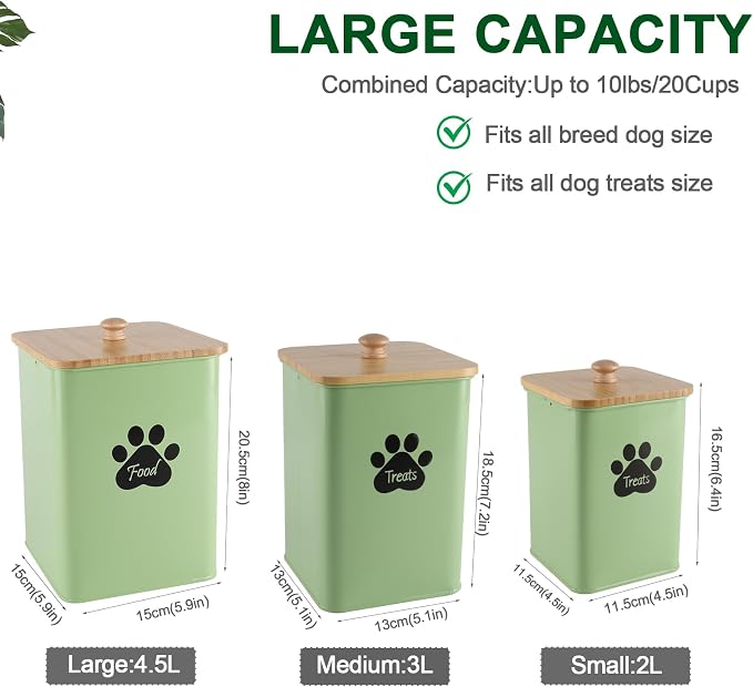 Dog Treat Container Airtight,Dog Treat Jar with Scoop,Dog Treat Organizer,Dog Treat Container For Countertop,Pet Treat Jar For Kitchen Counter with Airtight Bamboo Lids