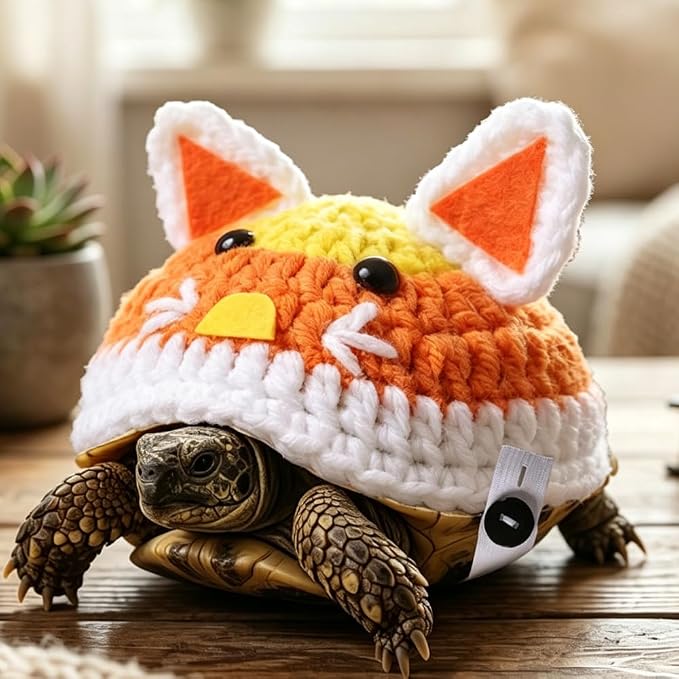 Knitted Turtle Clothes, Fox Shell Costume with Adjustable Strap | Soft & Skin-friendly Pet Outfit with Multiple Sizes for Red-eared Slider Grass Turtle