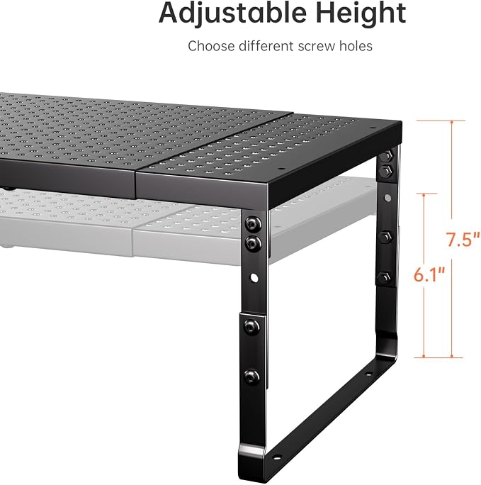 Cabinet Shelf,Expandable Adjustable Stackable Kitchen Organizer,for cabinets, Kitchens, countertops, bathrooms Shelf Organizer(2Packs/Black,Large)