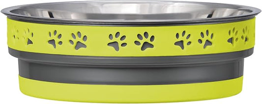Loving Pets Corsa Dog Bowls- Stainless Steel Dog & Cat Bowls - Spill Proof Dog Food Bowl, Cat Bowl, Puppy Essentials & Pet Supplies Great for Home & Travel (Medium 20-35 lbs, Lightning Yellow)